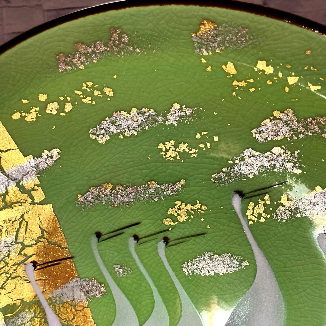 九谷焼 光陽窯 山田登陽志 作　金箔入　鶴　飾り皿 縁起飾り皿