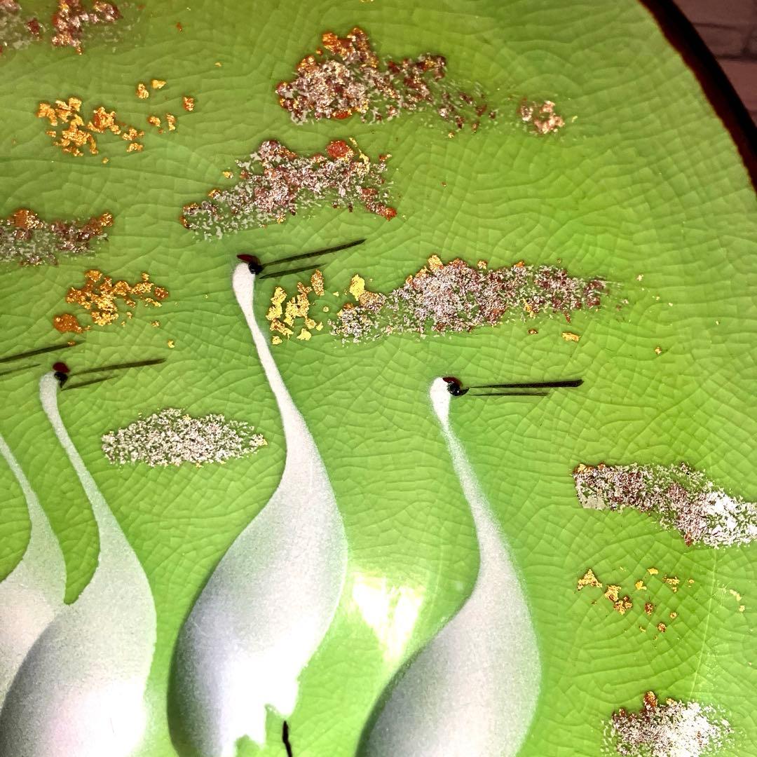 九谷焼 光陽窯 山田登陽志 作　金箔入　鶴　飾り皿 縁起飾り皿