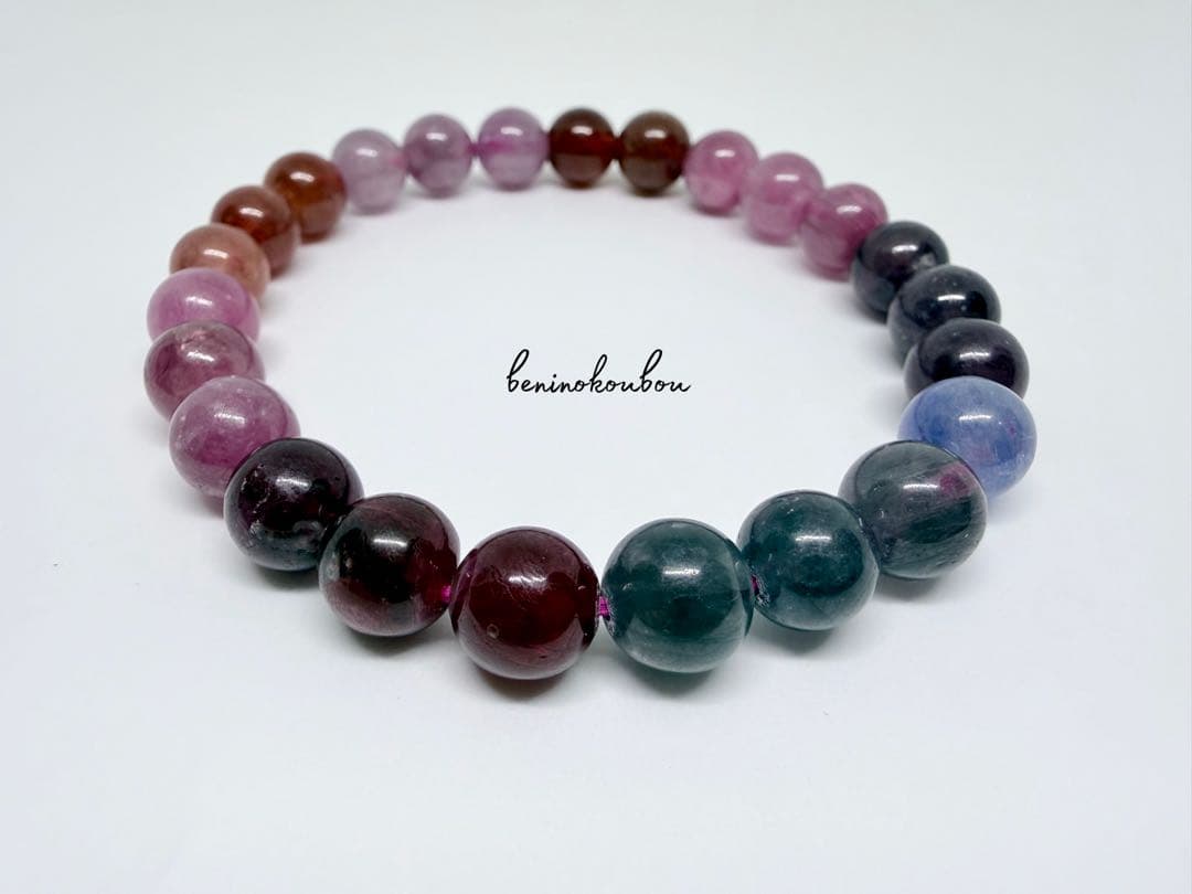 【一点物】高発色MIXスピネル＊希少カラーグラデーション8mm天然石ブレスレット