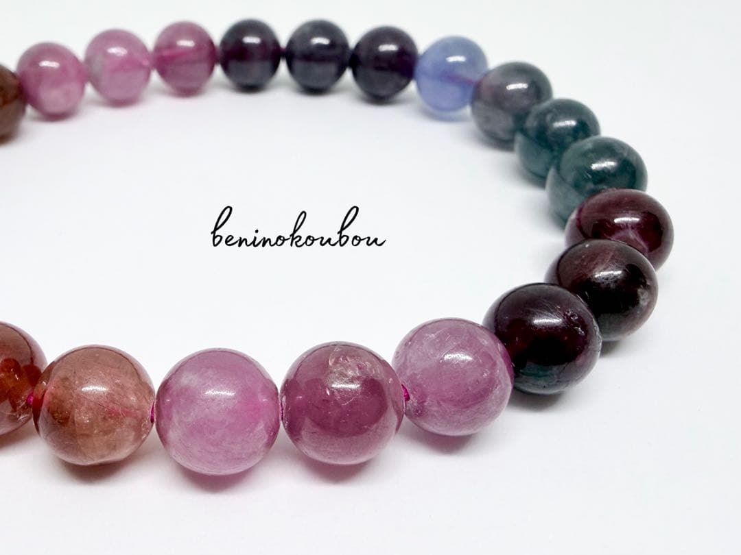 【一点物】高発色MIXスピネル＊希少カラーグラデーション8mm天然石ブレスレット
