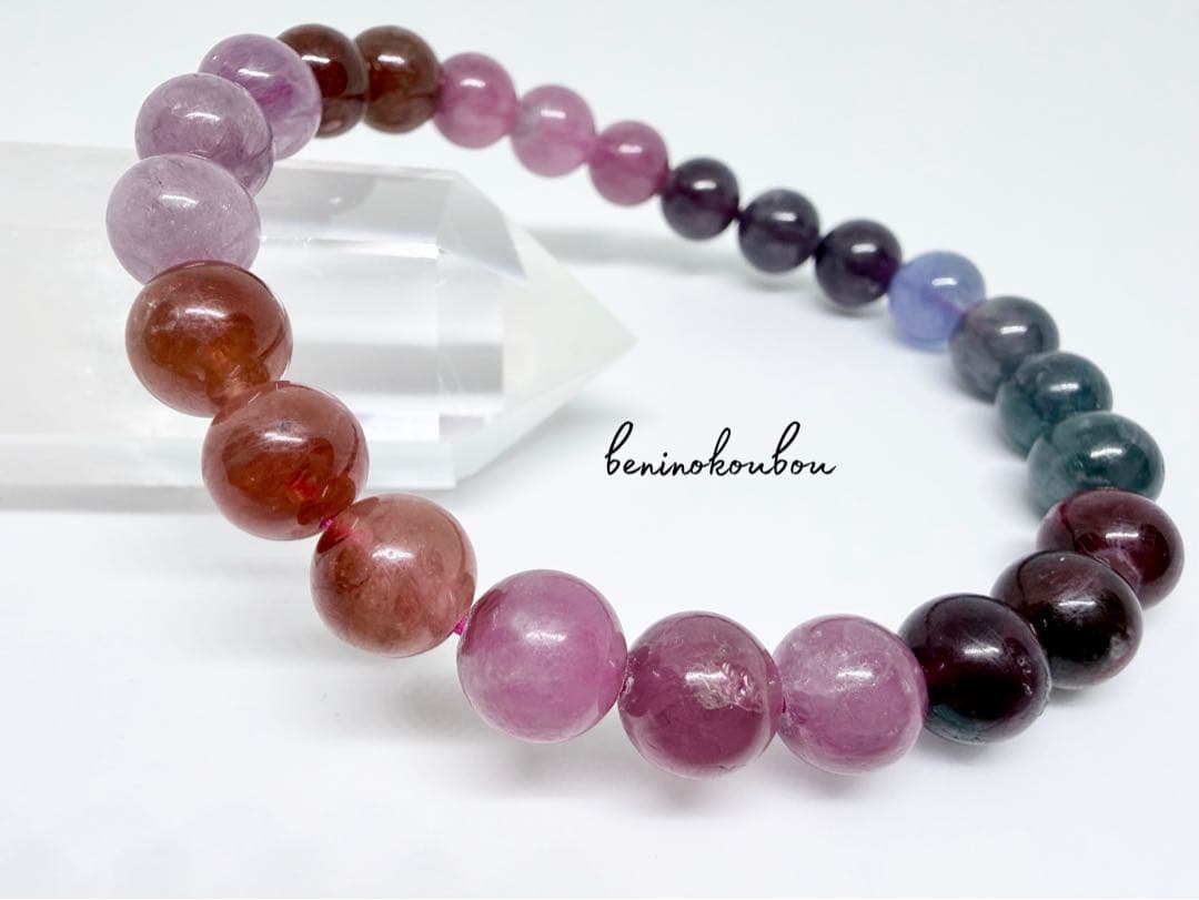 【一点物】高発色MIXスピネル＊希少カラーグラデーション8mm天然石ブレスレット