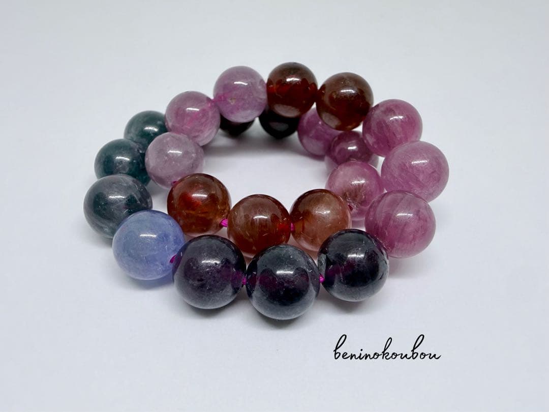 【一点物】高発色MIXスピネル＊希少カラーグラデーション8mm天然石ブレスレット