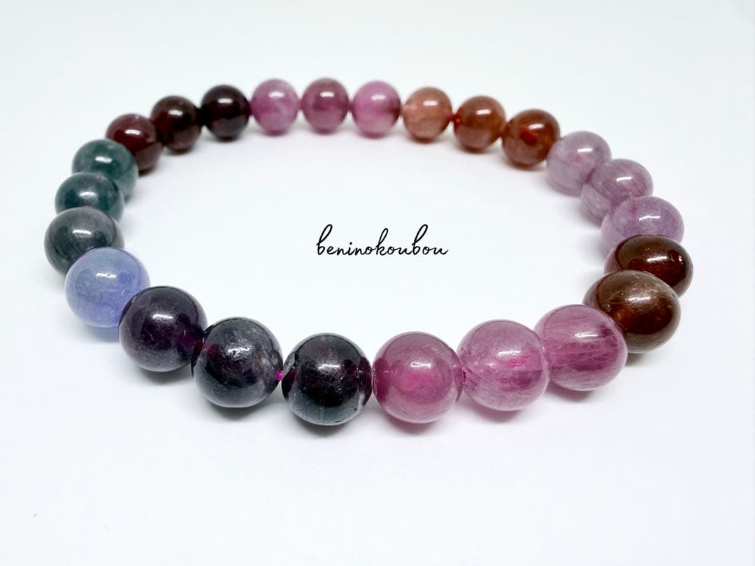 【一点物】高発色MIXスピネル＊希少カラーグラデーション8mm天然石ブレスレット
