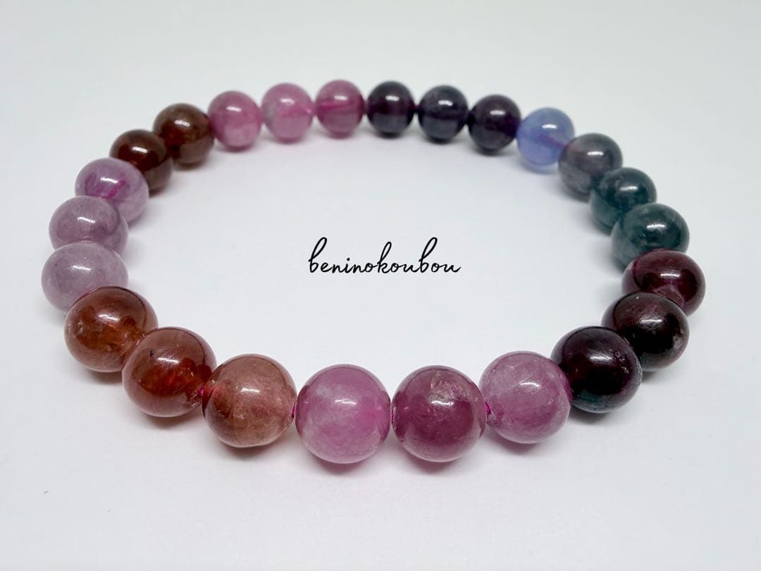 【一点物】高発色MIXスピネル＊希少カラーグラデーション8mm天然石ブレスレット