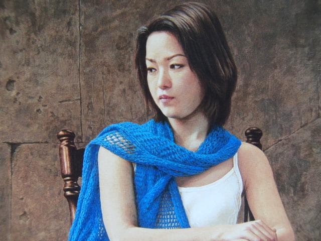 岩戸敏彦、【碧】、希少な画集画、新品高級額 額装付、状態良好