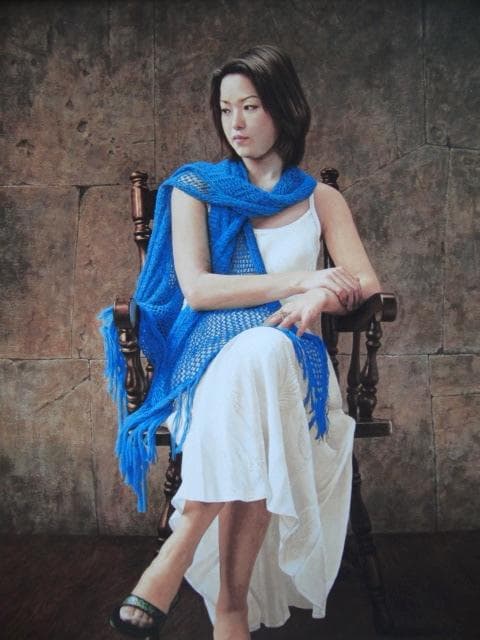 岩戸敏彦、【碧】、希少な画集画、新品高級額 額装付、状態良好