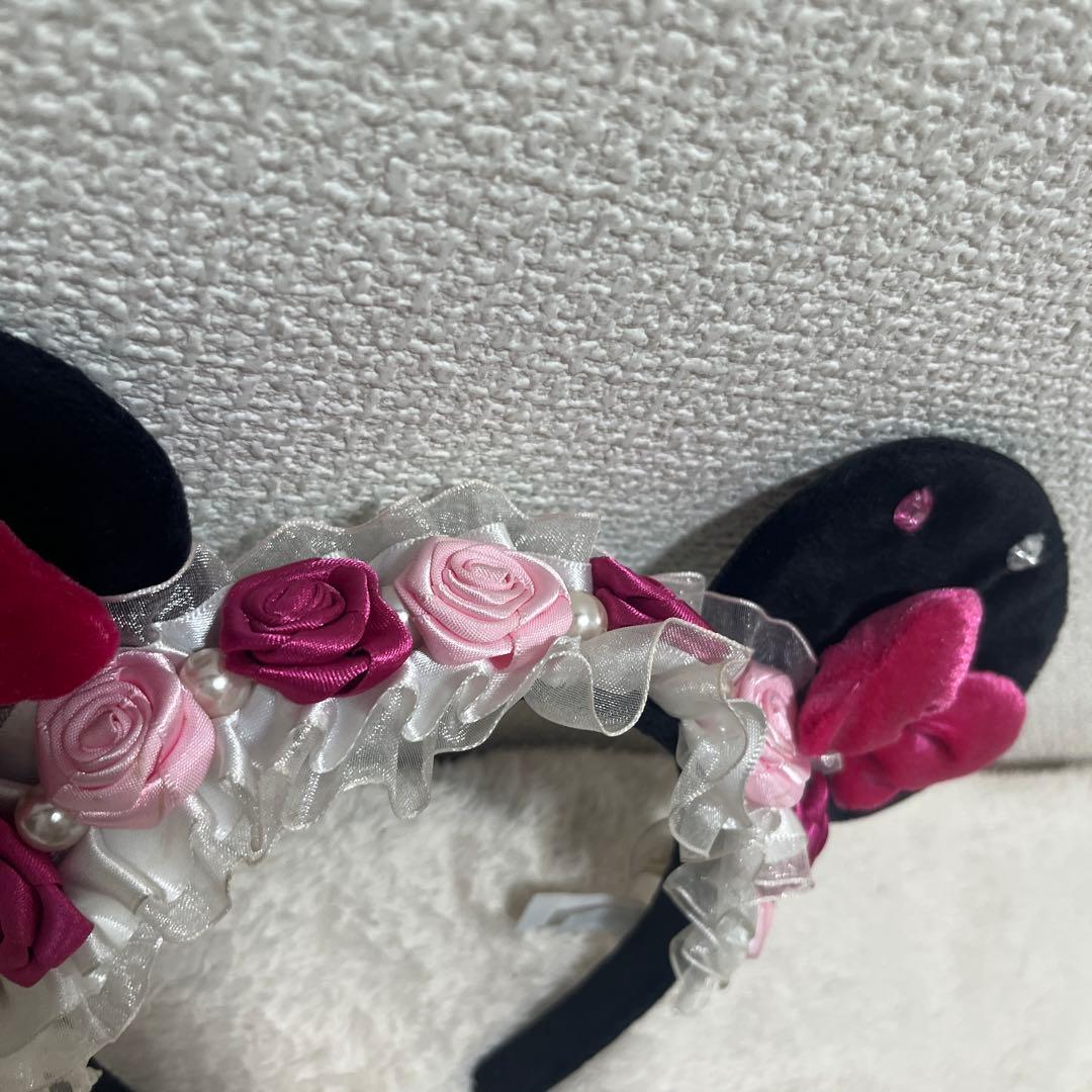 ディズニー ミニー バラ パール フリル カチューシャ 薔薇 - メルカリ
