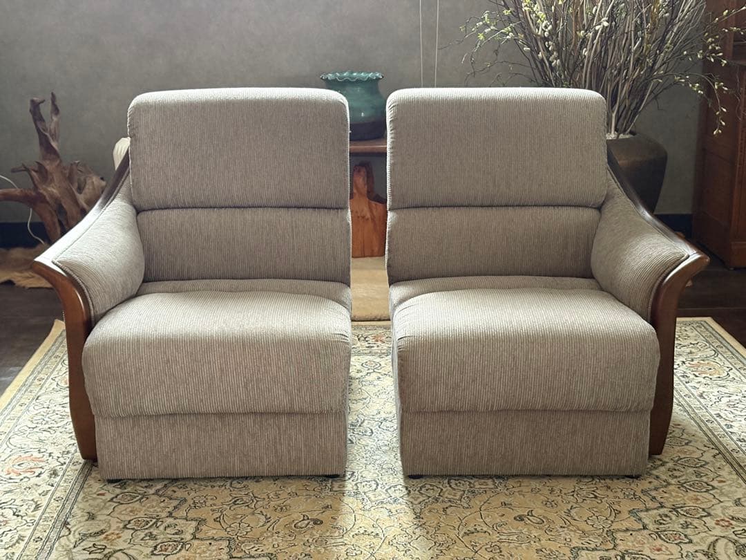 ① 希少　グレーファブリック　セパレートソファ　ビンテージソファ　nZ