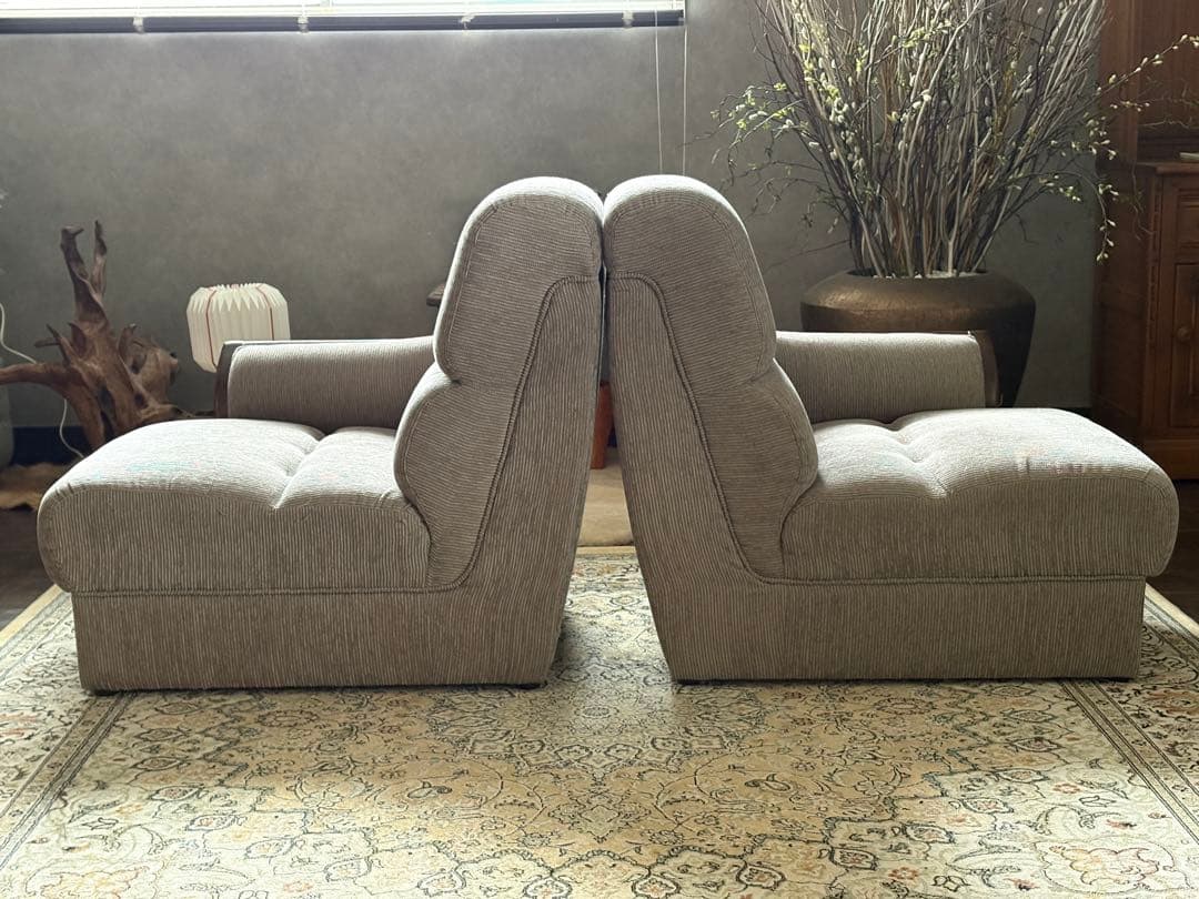 ① 希少　グレーファブリック　セパレートソファ　ビンテージソファ　nZ