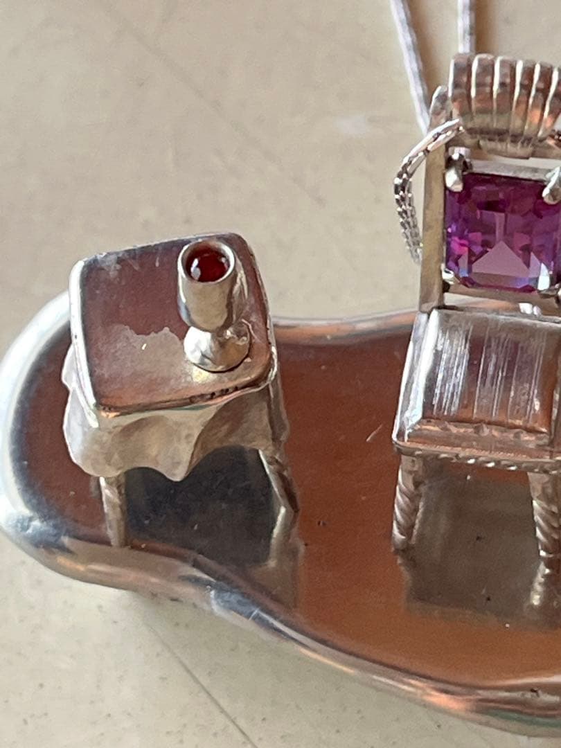 スターリングsilver９２５天然宝石ミニファニチャーアトリエ「之」