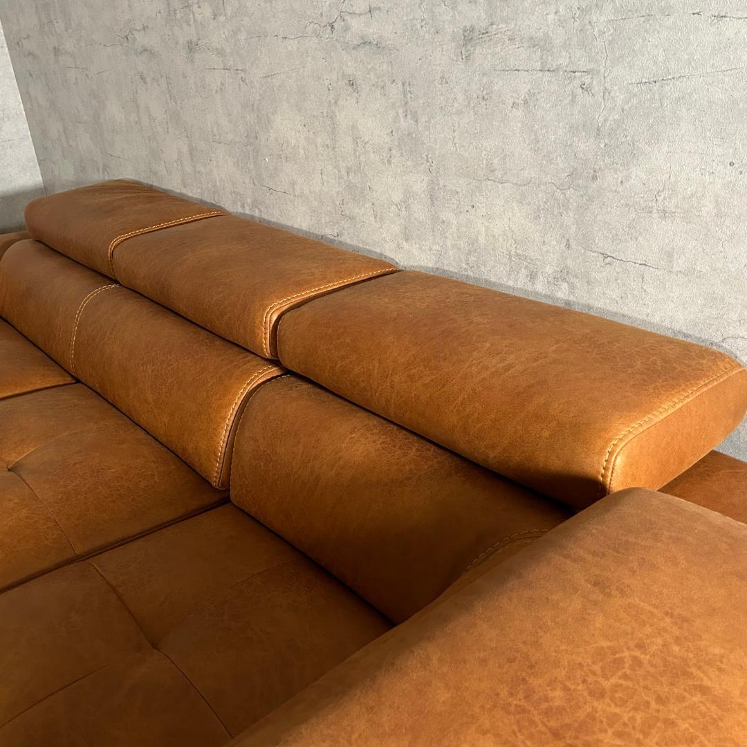 ソファ ソファー おしゃれ キャメル レザーファブリック L字ソファ ゆったり