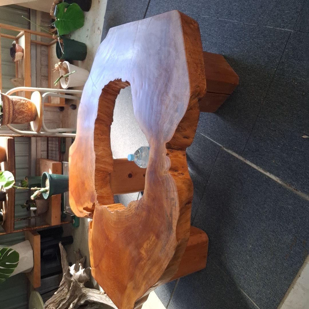 欅　テーブル大古木穴空き１枚板輪切　リバーシブル OK！メルカリ頼める便発送❗