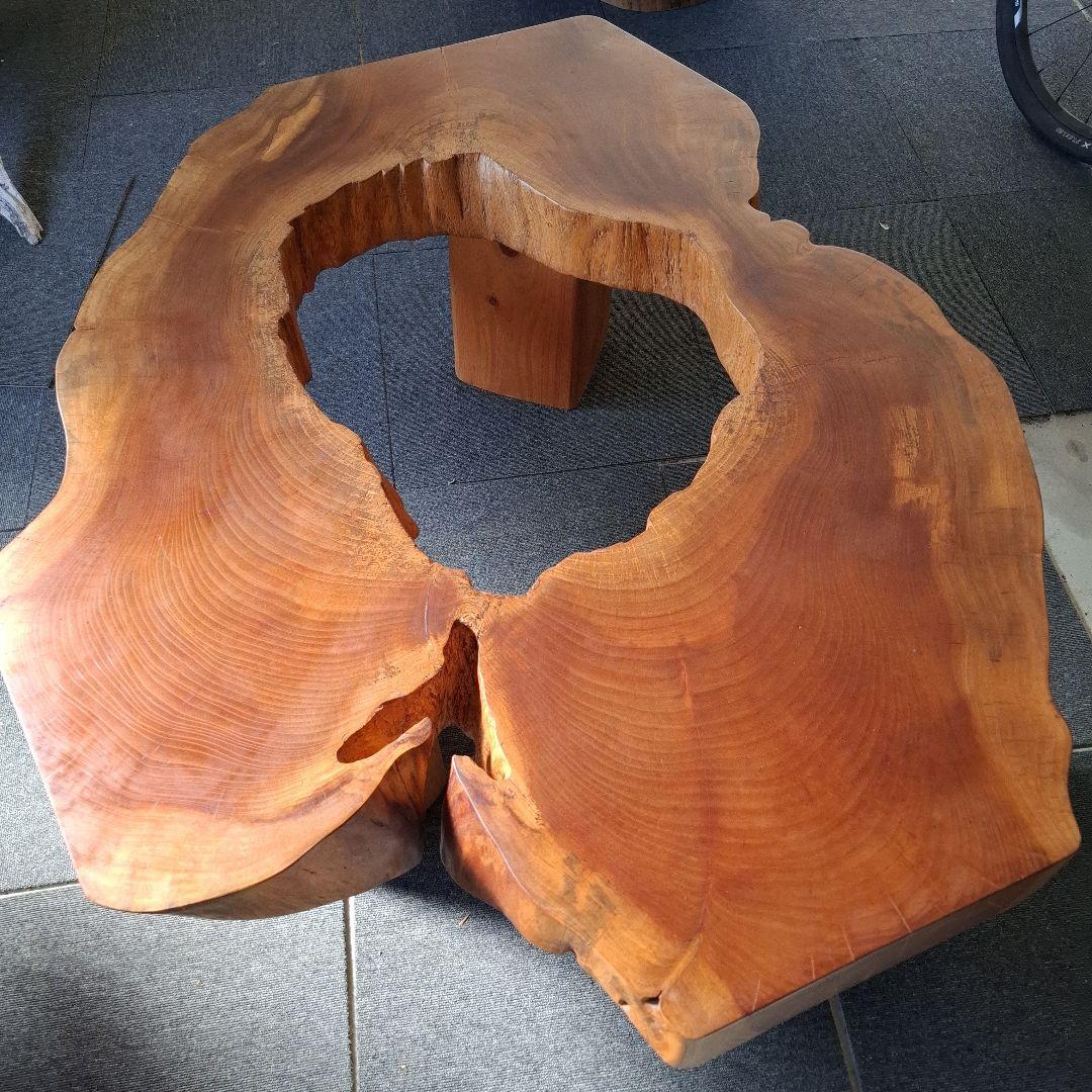 欅　テーブル大古木穴空き１枚板輪切　リバーシブル OK！メルカリ頼める便発送❗