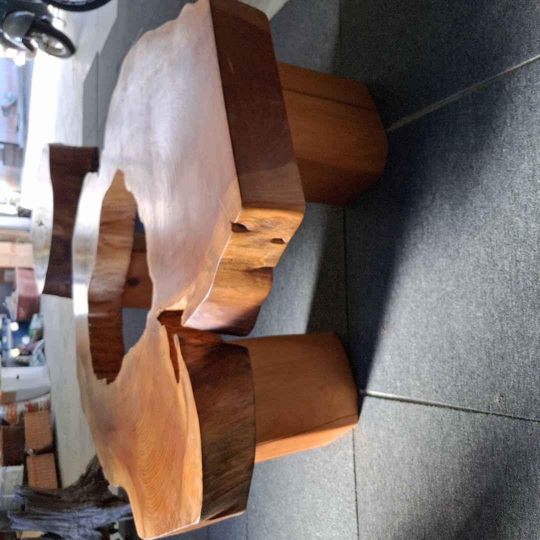 欅　テーブル大古木穴空き１枚板輪切　リバーシブル OK！メルカリ頼める便発送❗