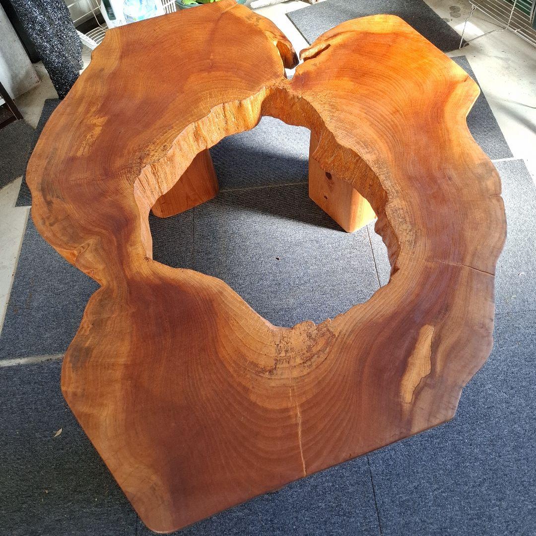 欅　テーブル大古木穴空き１枚板輪切　リバーシブル OK！メルカリ頼める便発送❗