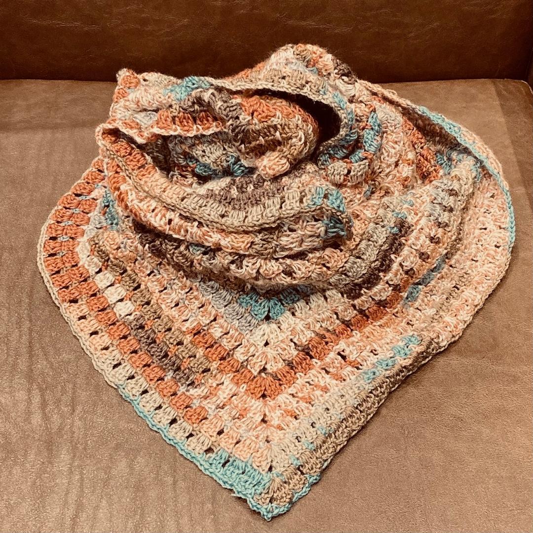 ブランケット　マルチカバー　長方形　手編み　カラフル　ハンドメイド　膝掛け