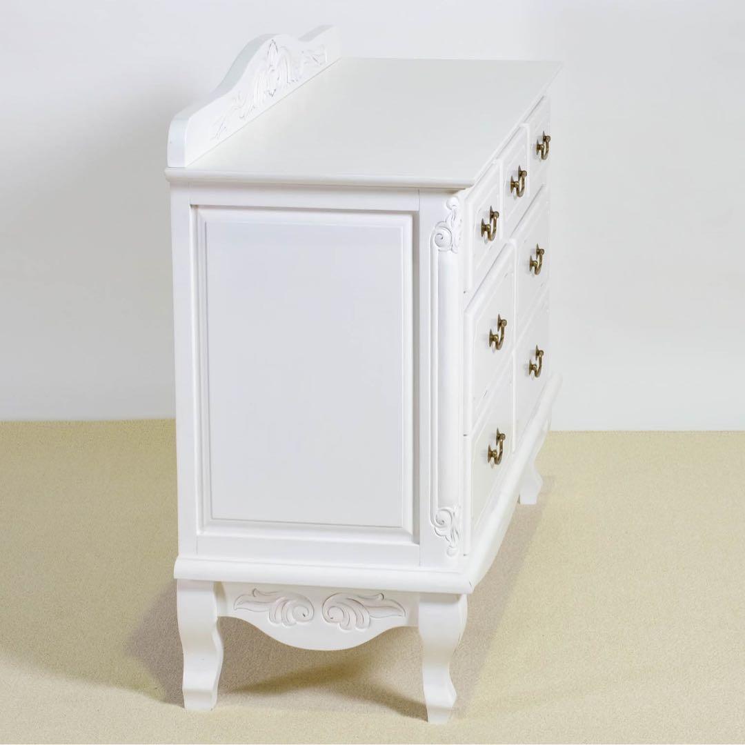 C 新品 チェスト 110 アンティーク 白 リビング収納 タンス ホワイト