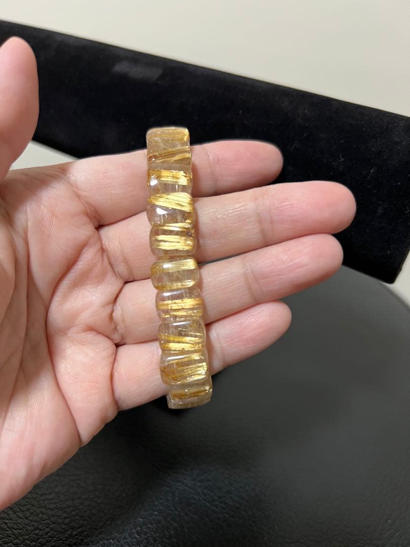 ✨天然ゴールドルチルクォーツブレスレットバングル