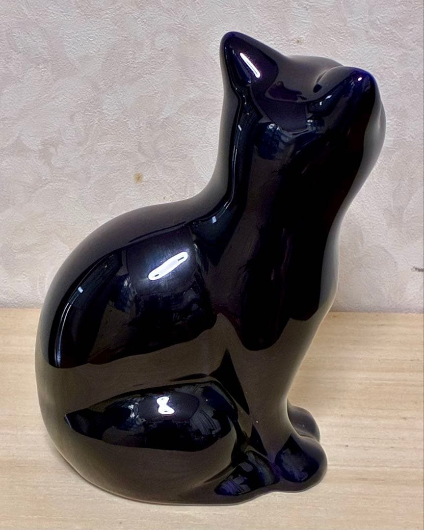 Limoges Castel リモージュカステル フランス コバルト磁器猫置物