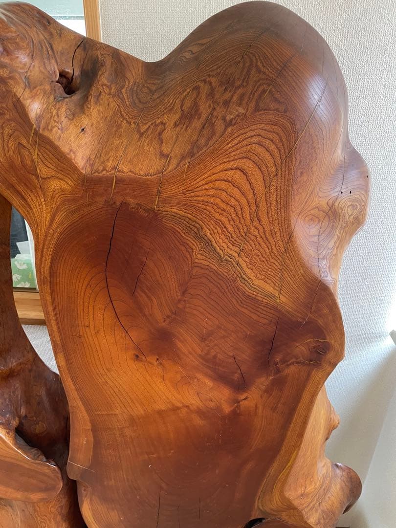 【美品】木工　工芸品　一枚板衝立 一枚板 天然木 衝立 間仕切り 木彫り 彫刻