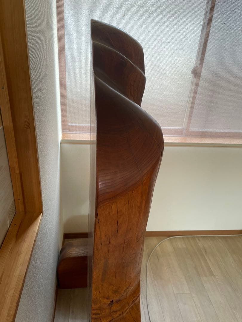 【美品】木工　工芸品　一枚板衝立 一枚板 天然木 衝立 間仕切り 木彫り 彫刻
