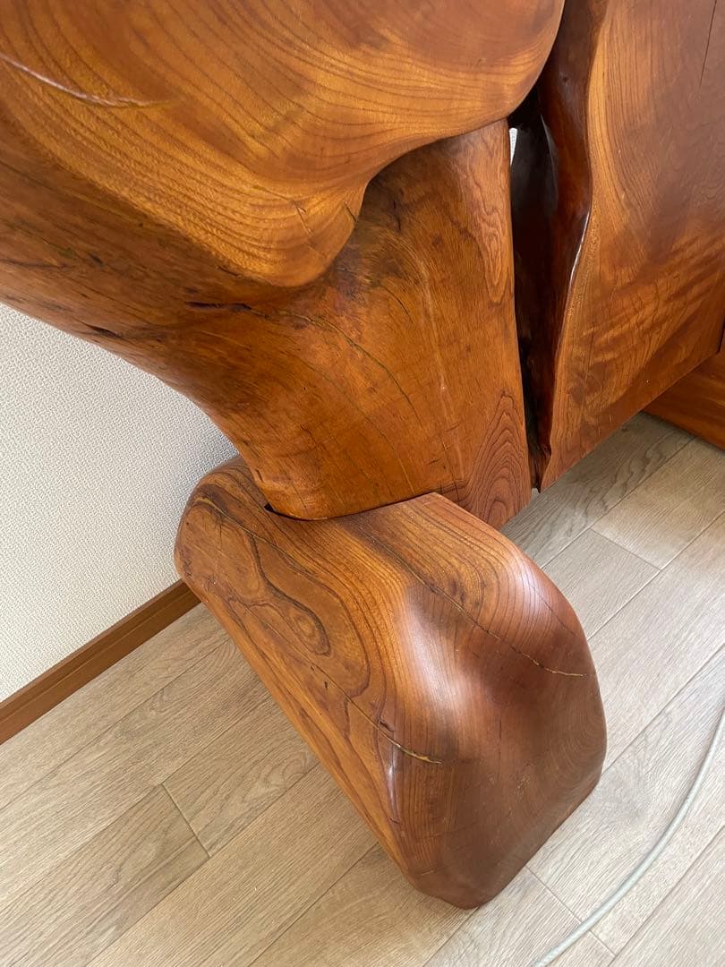 【美品】木工　工芸品　一枚板衝立 一枚板 天然木 衝立 間仕切り 木彫り 彫刻