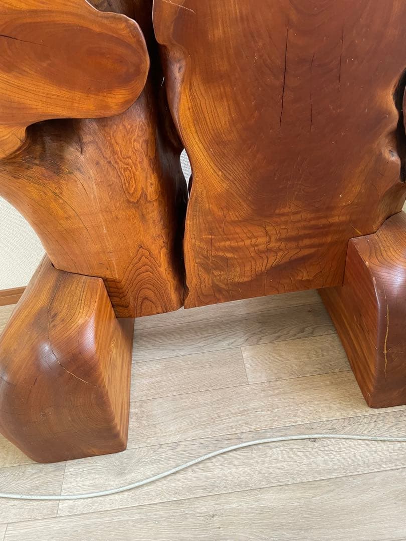 【美品】木工　工芸品　一枚板衝立 一枚板 天然木 衝立 間仕切り 木彫り 彫刻