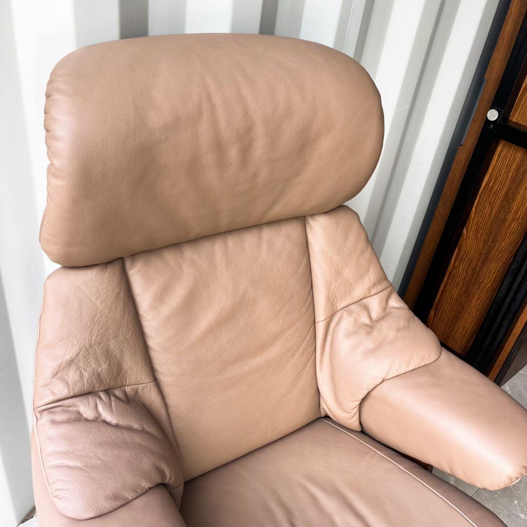 取付無料！カリモク ザ・ファースト RU73 本革グレージュリクライニングチェア