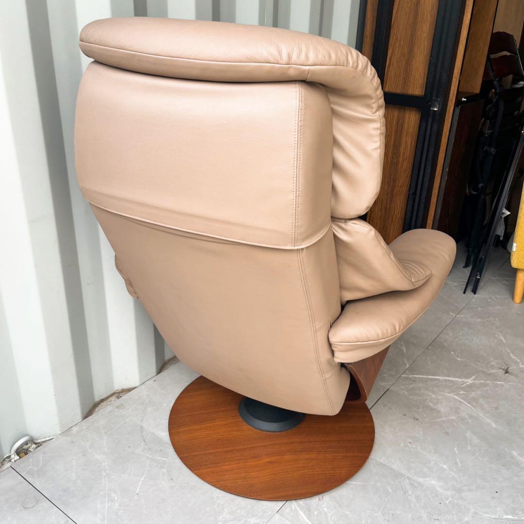 取付無料！カリモク ザ・ファースト RU73 本革グレージュリクライニングチェア