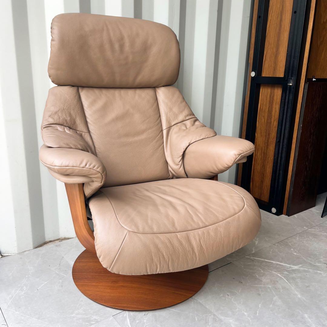 取付無料！カリモク ザ・ファースト RU73 本革グレージュリクライニングチェア