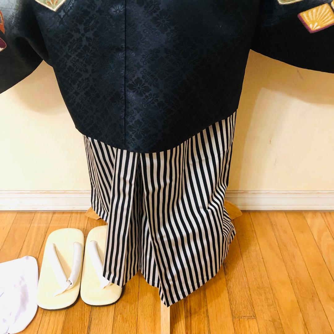 七五三 五歳‼️薄Blue×BLACK兜金彩煌びやか❤️完全フルセット‼️家から揃え無