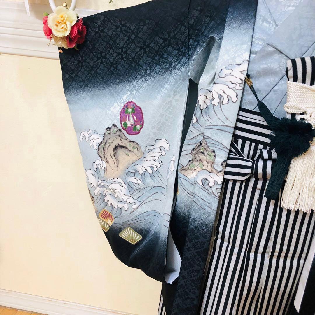 七五三 五歳‼️薄Blue×BLACK兜金彩煌びやか❤️完全フルセット‼️家から揃え無