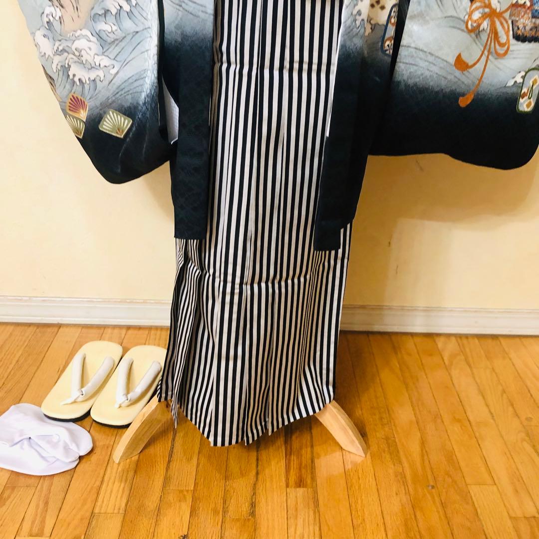 七五三 五歳‼️薄Blue×BLACK兜金彩煌びやか❤️完全フルセット‼️家から揃え無