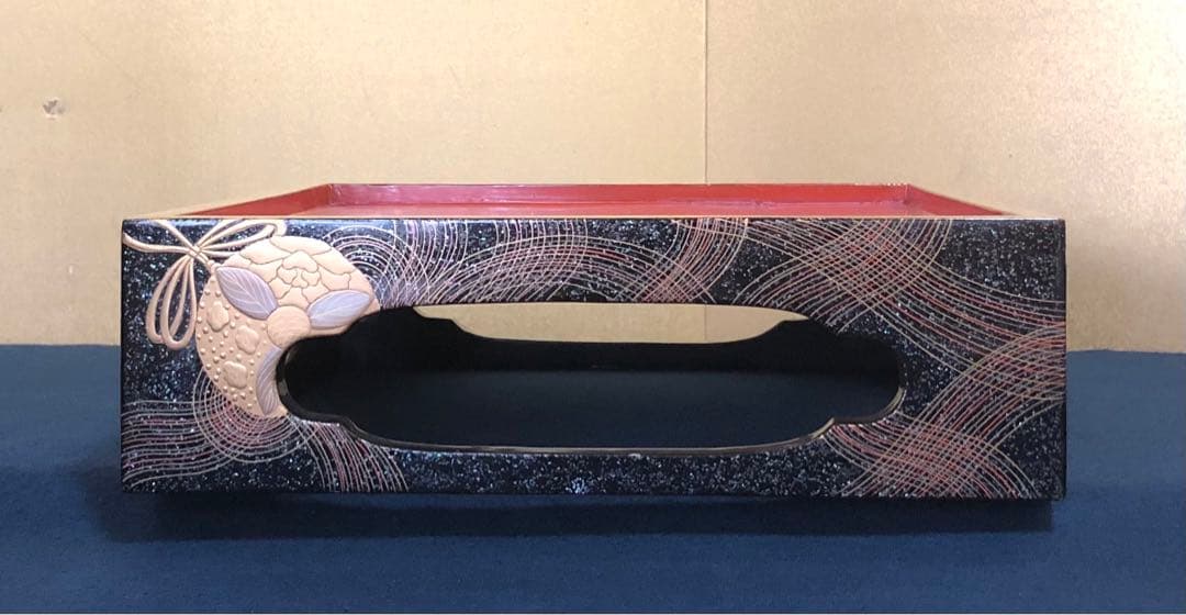 割引❗️《R》時代 黒内朱 梨地 蒔絵 五段重 替蓋 重台付 木箱251127お1