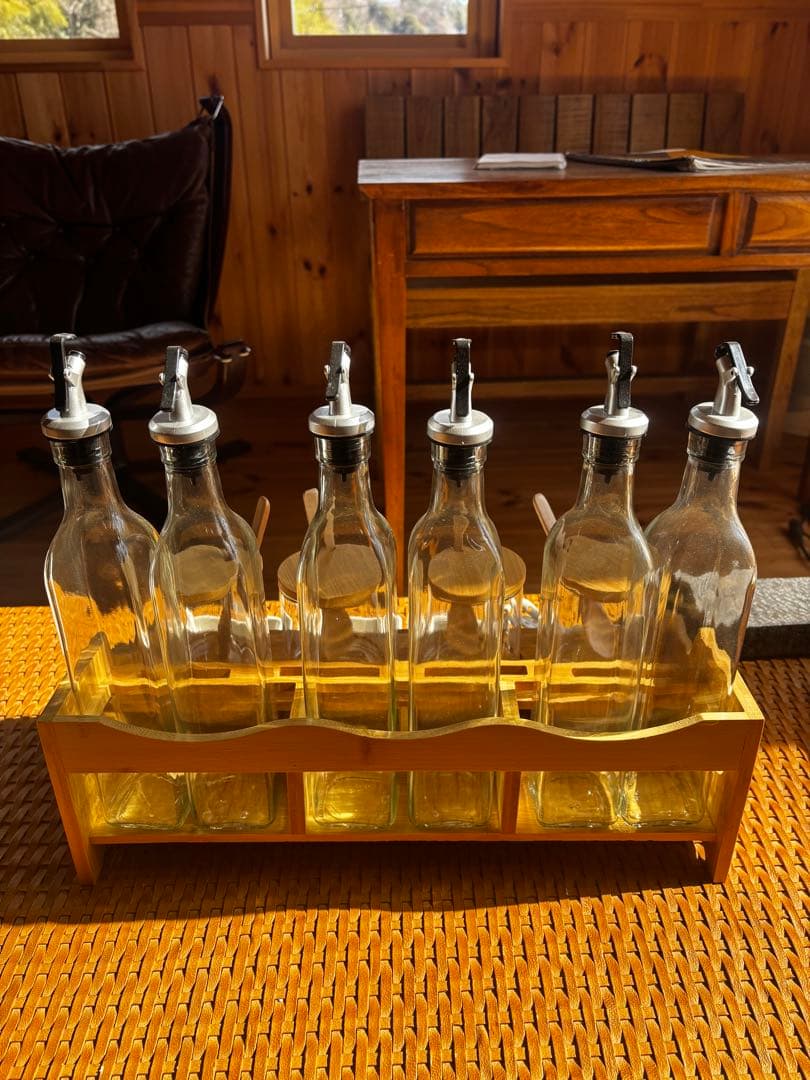 木製　調味料　オイル入れ　保存容器