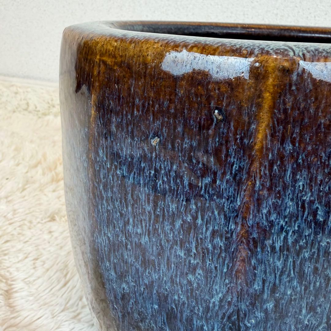 海鼠釉 火鉢 植木鉢 睡蓮鉢 メダカ鉢 鉢カバー 昭和レトロ アンティーク 陶器