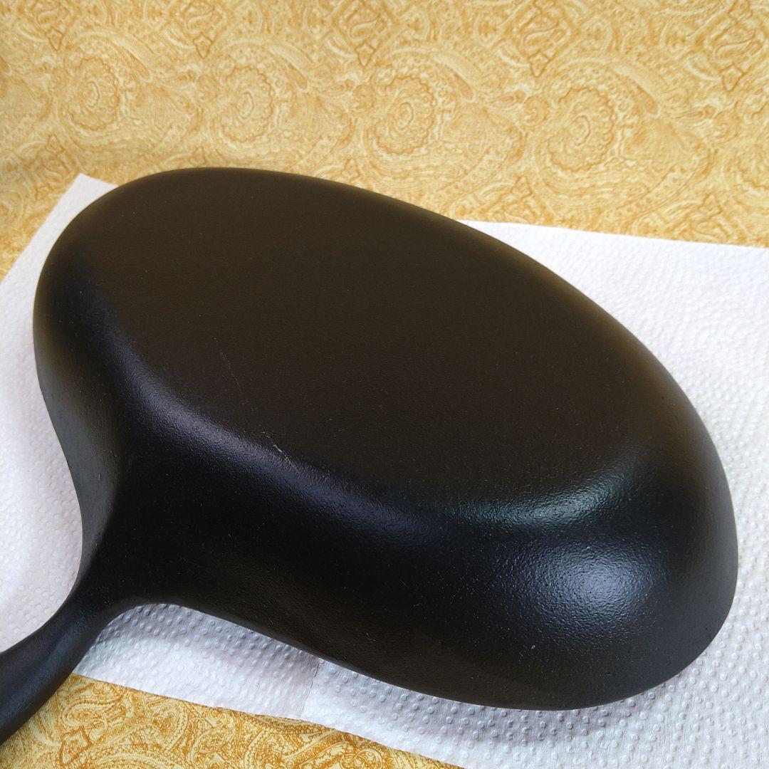 【まんまる様宛】鋳鉄製 蓋付きグリルパン／楕円形 黒