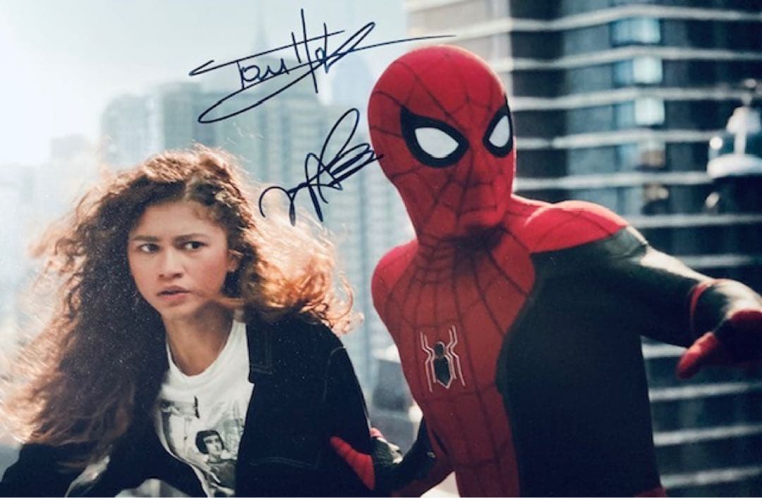 スパイダーマン トム・ホランド & ゼンデイヤ 直筆サイン入り写真 保証