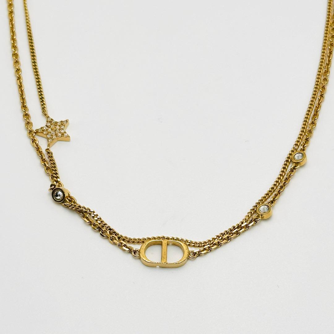 Dior ディオール Petit CD ダブル ネックレス メタル&クリスタル