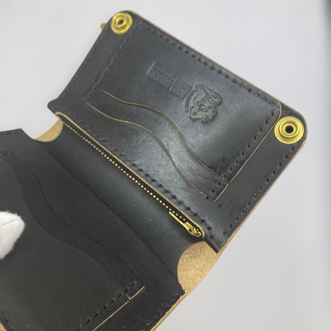 [値下]お札折らずに収納できる無骨な手染めミドルトラッカーウォレット BTW