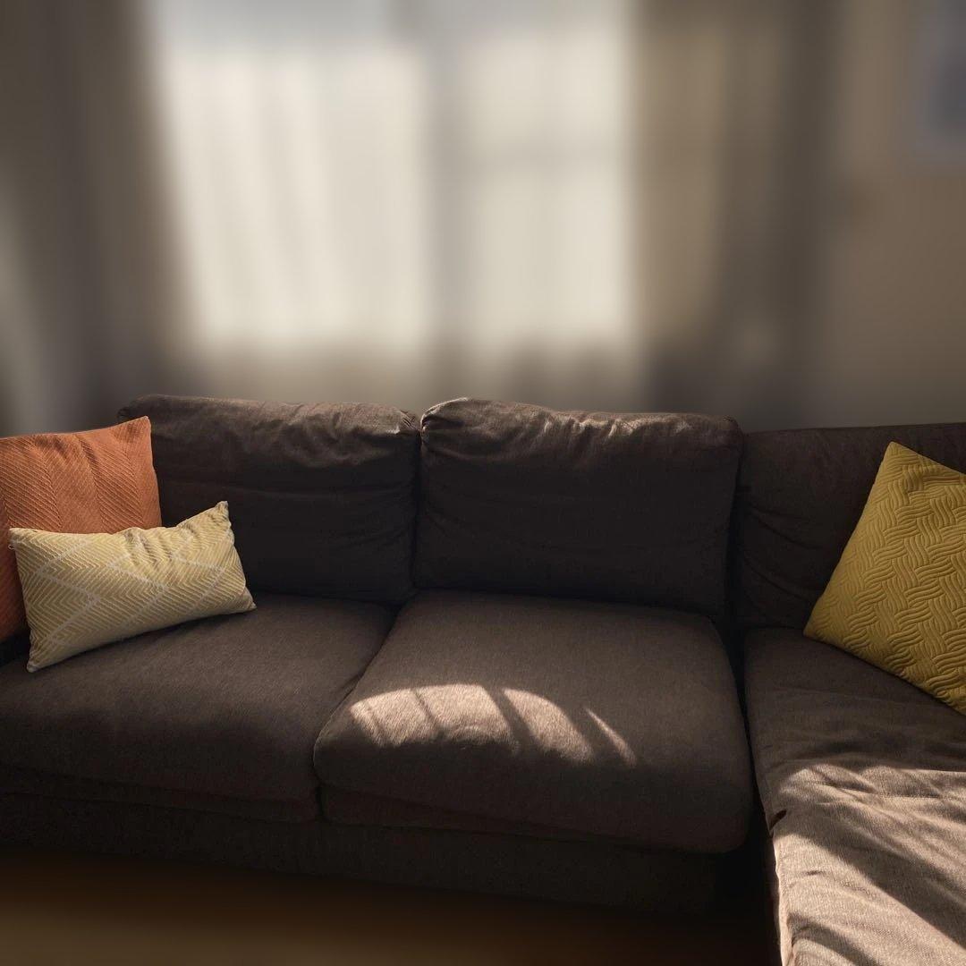 フクラ　HUKLA ダークブラウン L字型ソファ