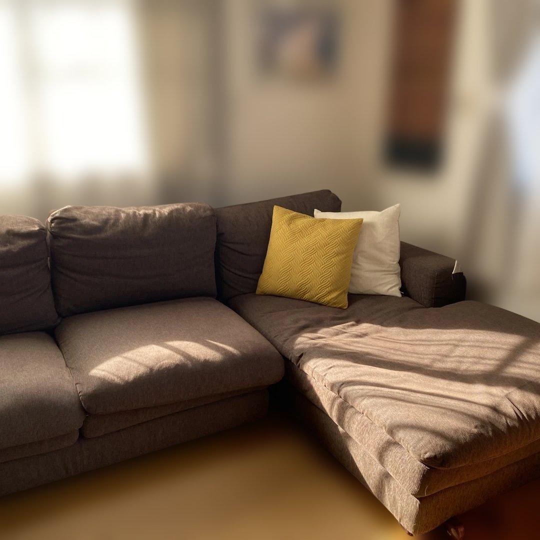 フクラ　HUKLA ダークブラウン L字型ソファ