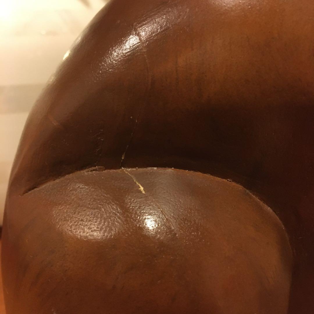 ビンテージ 上品で賢そうな猫ちゃんの高さ約30cm特大な黒檀木彫りの彫刻