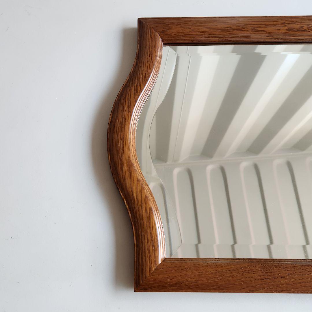 美品 ヴィンテージ　木製フレーム　ウォールミラー 壁掛け鏡 天然木 鏡