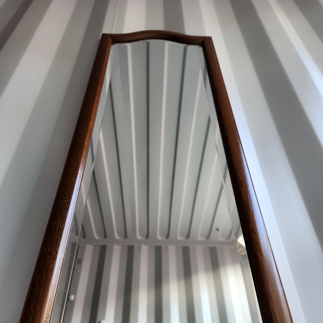 美品 ヴィンテージ　木製フレーム　ウォールミラー 壁掛け鏡 天然木 鏡