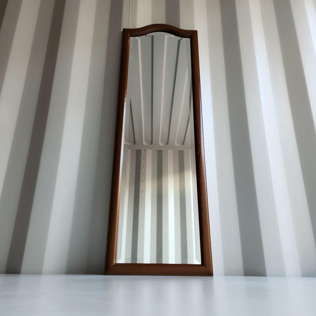 美品 ヴィンテージ　木製フレーム　ウォールミラー 壁掛け鏡 天然木 鏡