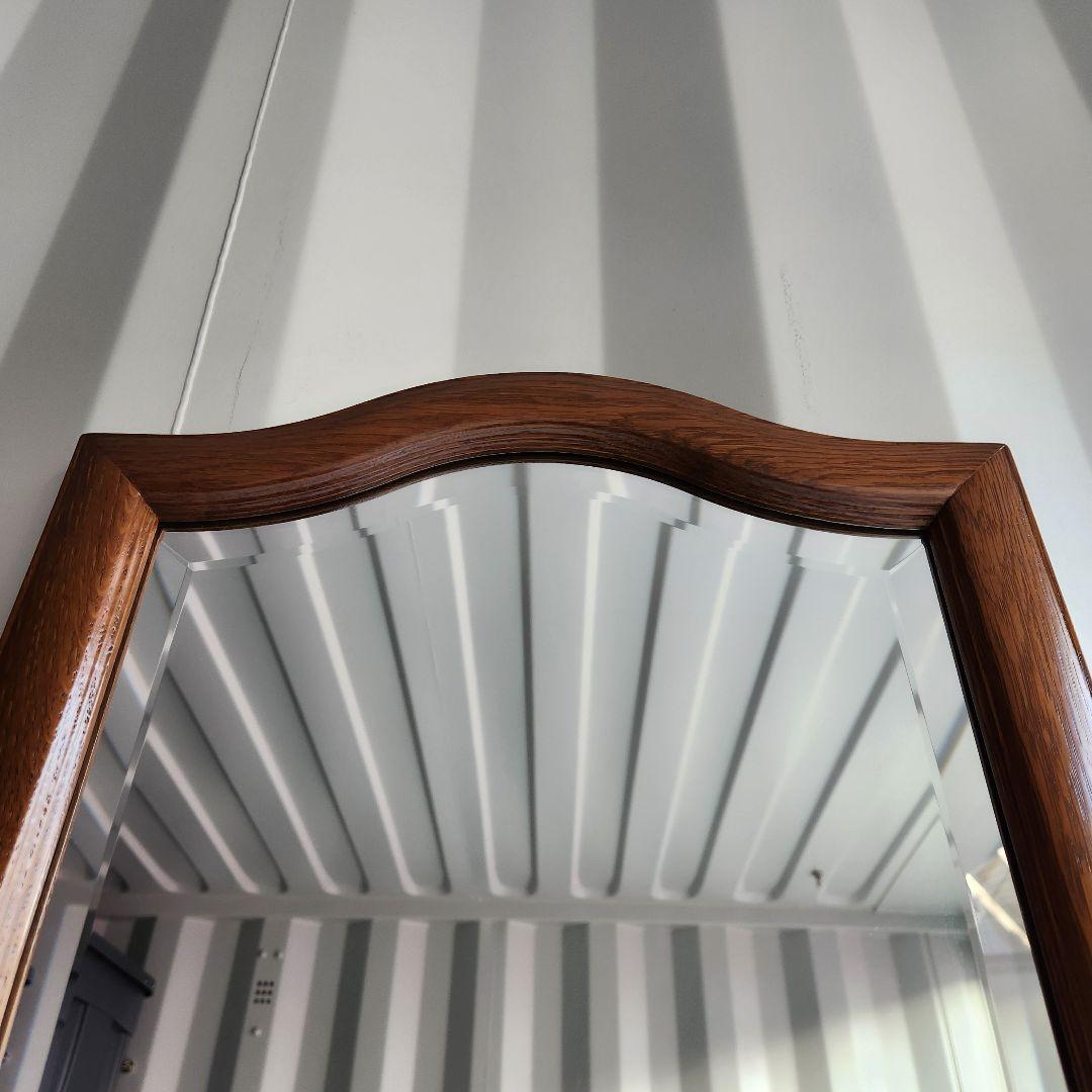 美品 ヴィンテージ　木製フレーム　ウォールミラー 壁掛け鏡 天然木 鏡