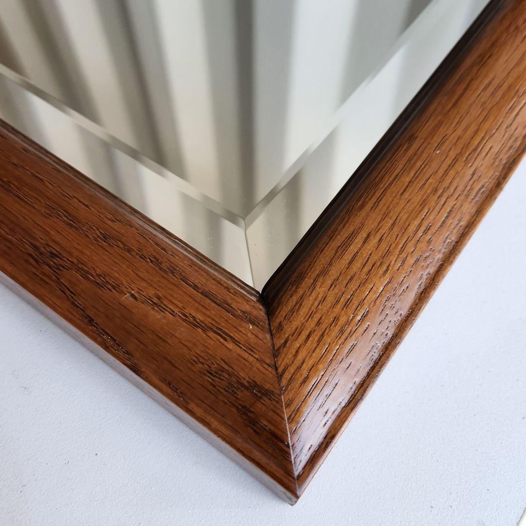 美品 ヴィンテージ　木製フレーム　ウォールミラー 壁掛け鏡 天然木 鏡
