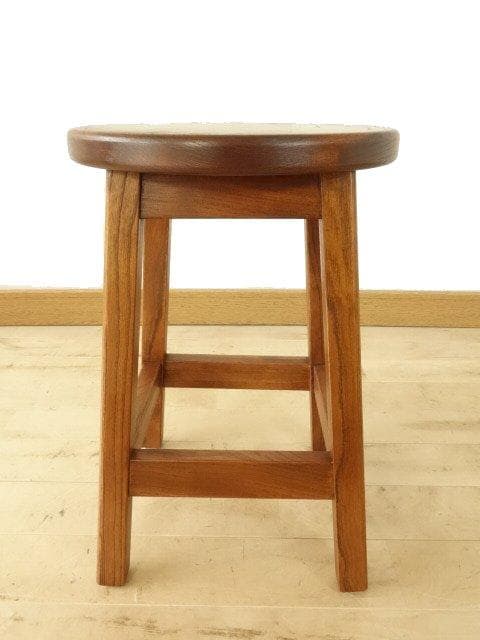 北海道手作り家具　ケヤキ（欅）材　スツールＢ　座面一枚板