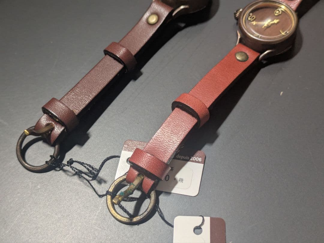 廃盤・新品未使用 vie ハンドメイド時計 男女兼用 茶、焦茶2点セット